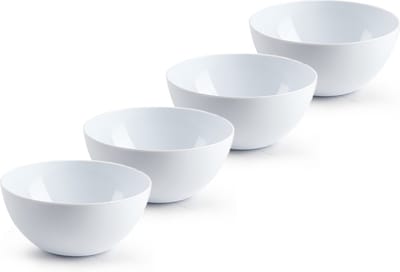 Plasticforte kommetjes/schaaltjes - 4x - dessert/ontbijt - kunststof - D17 x H8 cm - ivoor wit - BPA vrij