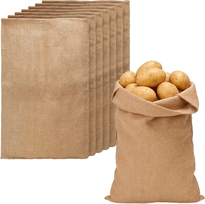 Grote Jute Tassen voor Aardappelen en Groenten, 8 Stuks, 50 x 80 cm, Ideaal voor Opslag en Bescherming tegen Vorst, Draagvermogen tot 25 kg