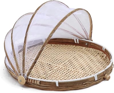 Handgeweven Ronde Bamboemand met Deksel voor Voedselopslag, Keukenaccessoire en Serveermand (30cm)