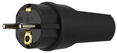 Geaarde stekker voor buiten, IP44, 230VAC, 16A, zwart