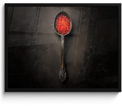 Poster in lijst - Fotolijst 70x50 cm - Posters - Zwart - Lepel - Caviar - Posterlijst zwart - Decoratie - Wanddecoratie woonkamer - Muurdecoratie slaapkamer