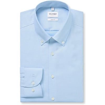 OLYMP Level Five Overhemd, Body Fit, Button-down, Bleu