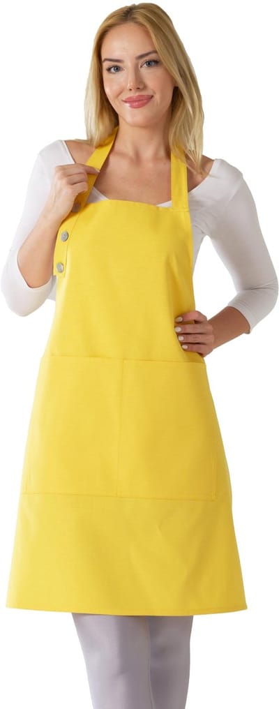 Unyqoos® Waterbestendige Katoenen Keukenschort met Verstelbare Bandjes en Handige Voorzakken voor Dames