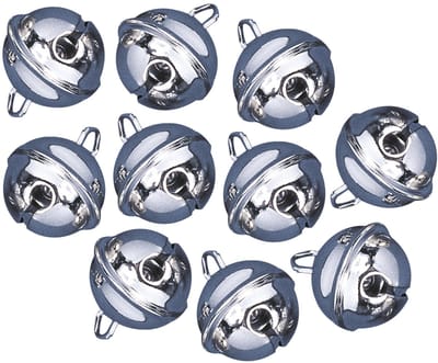 Rayher Hobby Belletjes - 30x - metaal - zilver - met oog - 19 mm - Kersmuts belletjes - Kattenbellen