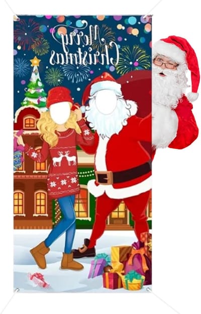 Grappige Peperkoekmannengezicht Fotobanner voor Kerstdecoratie, Feestaccessoires en Foto Props
