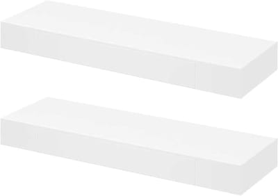 Wandrek met laden - Hangrek set - Orde houden - Onzichtbaar montagesysteem - 2 stuks 80 cm - Mat wit