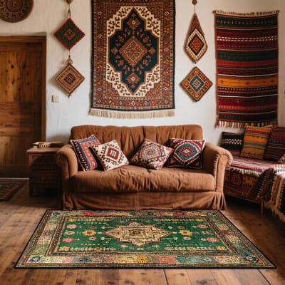 Boheems Retro Tapijt voor Woonkamer Perzische Klassieke Decoratie Bank Gebiedskleed Slaapkamer Gemakkelijk Schoon te Maken Wasbare Vloerkleden Antislip 60*90cm