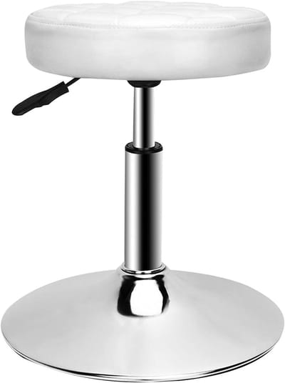 Pu lederen draaibare verstelbare kruk 40-53cm werkkruk - zachte massagekruk - barkantoor verf (wit)