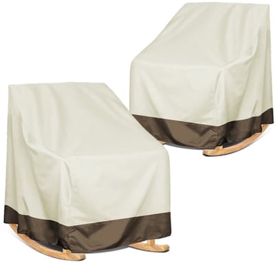 Tweedelige hoes voor schommelstoel/terrasstoel voor buiten, afmetingen: 99 cm (L) x 82 cm (B) x 69 cm (H), beige.