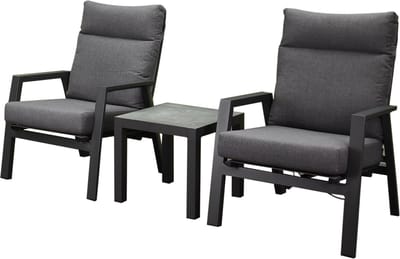 Vegas lounge balkonset 3 delig verstelbaar aluminium antraciet