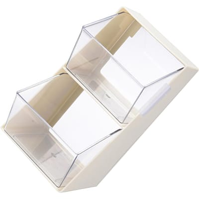 Boîte de Rangement de Bureau Plastique Multi-Couches Anti-Poussière Moderne Minimaliste Organisateur de Bureau Boîte pour Sachets de Thé Capsules de Café Bureau white