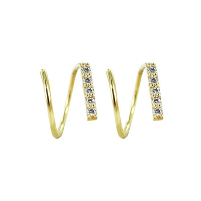 New Bling 9NBSAM-G190447 Gouden Oorringen - Dames - Glad - Doordraai Oorbel - Zirkonia -9 x 1,6 mm - 14 Karaat - Goud