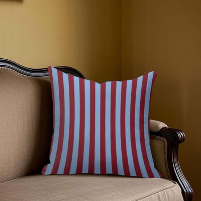 Bordeauxrood Lichtblauw Vertical Streep vierkant Jacquard Kussenhoes voor Bank Kantoor Lendenkussenhoes Huis Decoratieve Kussensloop 45x45cm