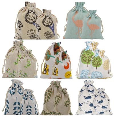 Dailygoody - Kleine stoffen zakjes - Jute zakjes - Perfect voor cadeauverpakking - 16 stuks - Natuurlijke zakjes - Geschikt voor Kerstmis - Opslagzakjes