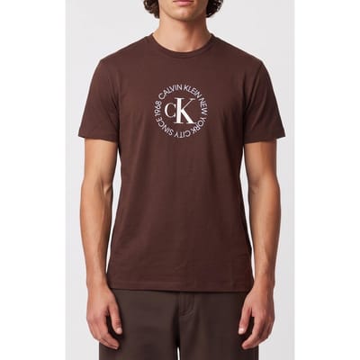 Calvin Klein Ss 30s Word Tee Rich Brown Taglia: S | Magliette basic Outlet | Uomo | Marrone