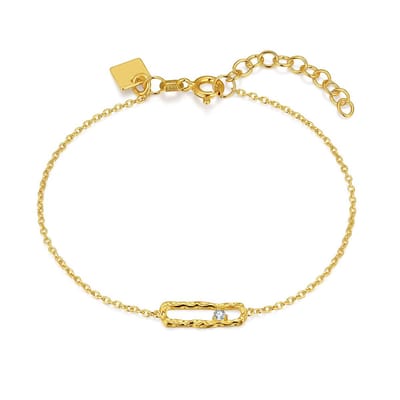 Twice As Nice Armband in 18 kt verguld zilver, rechthoek met steen Goudkleurig 16cm+3cm