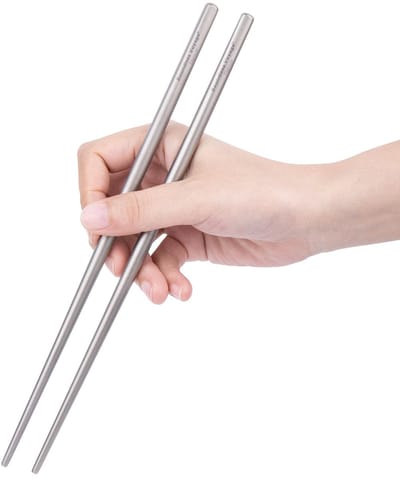 Chopsticks 2-delig - titanium - afneembaar en lichtgewicht - ideaal voor outdoor avonturen - SnelShoppen