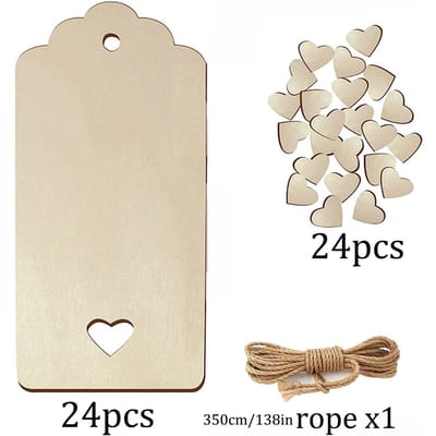 24/48 stuks Onafgewerkte Blanco Houten Tag Natuurlijk Rechthoekig Hanger met Hart DIY Knutsel Boekenlegger voor Bruiloft Feest Decoratie Cadeau 2mm beige