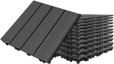 Terrastegels - Balkontegels Houtlook - Buiten Leven - Steeksysteem Drainage - 2 m² 22 stuks - Antraciet