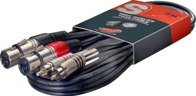 3 meter Twin RCA naar Twin XLR Female kabel