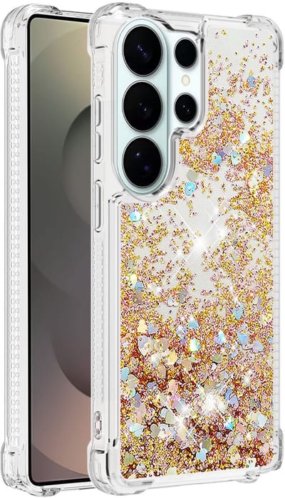 Coverup Hoesje - Geschikt voor Samsung Galaxy S26 Ultra Hoesje - Coverup Liquid Glitter Back Cover - Goud