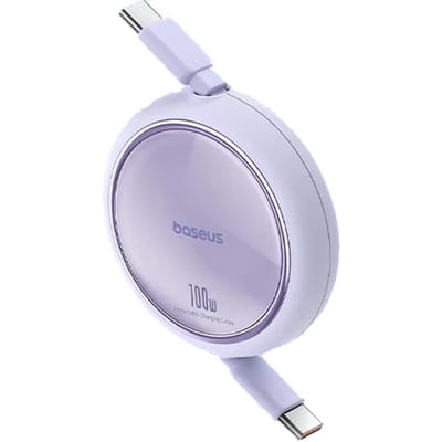Câble de données double tête Type-C Baseus PD100W câble de charge télescopique CTOC charge rapide voiture 1m violet