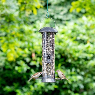 CJ Wildlife Voedersilo voor Tuinvogels - Adventurer - Vogelvoedersilo voor Kleine Vogels - Hangend Vogelvoederhuisje van 40cm - Vogelvoer Silo - Grafietgrijs