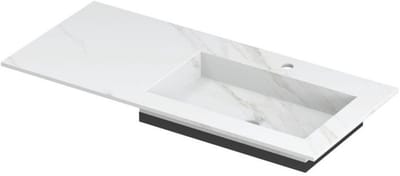 INK Post Wastafel Keramische Slab Envelop Bak Rechts met 1 Kraangat - 1000x450x10 mm - Calacatta Mat