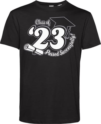 T-shirt Class of '23 | Geslaagd Cadeau | Afgestudeerd | Diploma | Zwart | maat XS