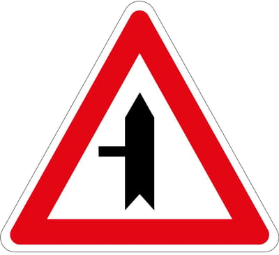 Voorrangskruispunt zijweg links bord - B4 | gecoat dibond materiaal | 15 cm