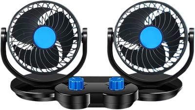 Autoventilator voor de achterbank, dubbele ventilator voor voertuigen, 3 snelheden, USB-aangedreven Vetola voor vrachtwagen, camper, thuiskantoor