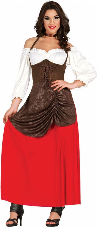 FIESTAS GUIRCA, S.L. - Bruin en rood herbergier kostuum voor vrouwen - M (38)