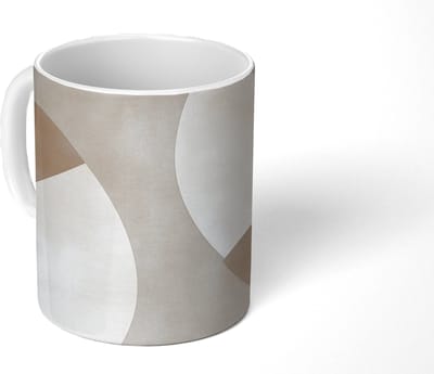 Mok - Koffiemok - Bruin - Japandi - Abstract - Mokken - 350 ML - Beker - Koffiemokken - Theemok