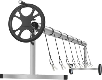 Oprolsystemen voor Zwembadfolie, 3m-5,7m Zwembad-Oprolsysteem met Clips, Wielen en Banden, Handmatige Zwembadoproller, Weerbestendig Ooprolsysteem voor Zonnezeil, Zwembadzeil en Afdekking, NAIZY