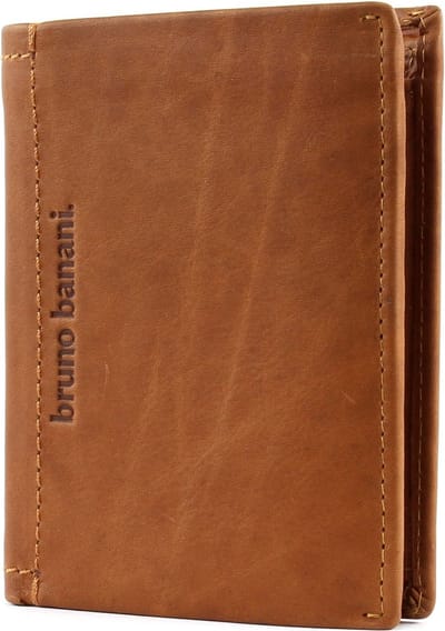 bruno banani Leren Portemonnee Arizona Wallet High with Flap Cognac Bruine