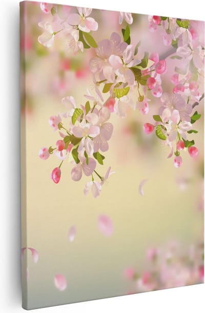 Artaza Canvas Schilderij Bloemen - 40x50 cm - Muurdecoratie Bloesem Roze - Wanddecoratie Lente - Kamer Accessoires