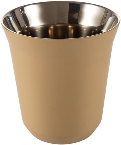 Kleine RVS Espresso Kop - Dubbelwandige Isolerende Drinkbeker voor Capsule Koffie, Beige, 80ml