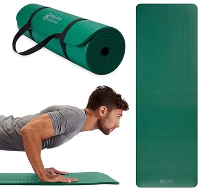 Dikke yogamat en fitnessmat met draagriem - 182 cm x 61 cm en 1,5 cm dik