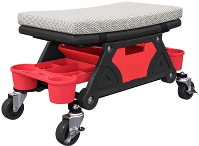 Kruk 64,5x33x35cm Werkplaatskruk Met Wielen Grijs Plastic Één Grote Lade En Twee Gescheiden Opbergvakken Voor Werkplaats