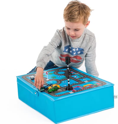 Pop it Up Speelbox Garage - Opbergdoos & Speelmat - Opbergbox die past onder het bed - Speelgoedkist voor auto's & ander speelgoed - Jongens & meisjes