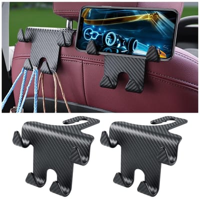 Dailygoods- Hoofdsteun Haak 2-in-1 - Multifunctionele Autohaak - Handtas/Paraplu Houder - Boodschappentas Hanger - Auto Accessoires - Efficiënt Opbergen - Autohaken