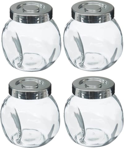 5Five Kruidenpotten set - 4x stuks van 200 ml - glas - met rvs deksel - luchtdicht - keuken kruidenrek