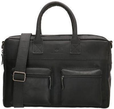 Hide & Stitches Oklahoma Handtas Unisex - Schoudertas met verstelbare en afneembare schouderband - Tas van 100% Leder met ritssluiting - Zwart