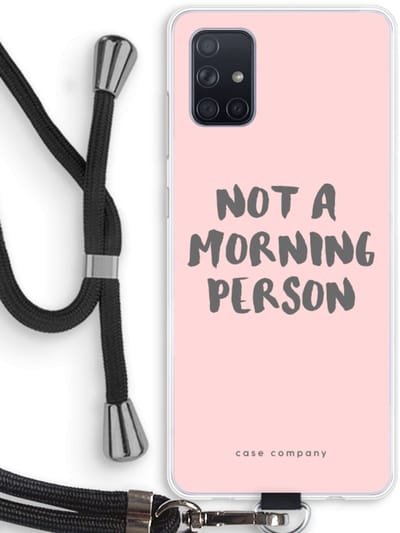 Case Company® - Hoesje met koord geschikt voor Samsung Galaxy A71 hoesje met Koord - Morning person - Telefoonhoesje met Zwart Koord - Bescherming aan alle Kanten en Over de Schermrand