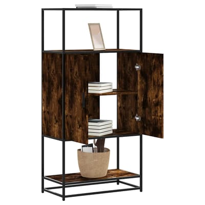 vidaXL - Hoge - kast - 68x35x139cm - bewerkt - hout - en - metaal - gerookt - eikenkleur