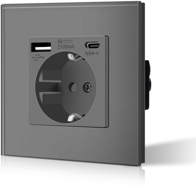 Wandstopcontact met USB en type C - 3-in-1 Inbouwstopcontact