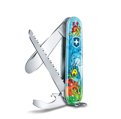 VICTORINOX Mijn Eerste Victorinox Diereneditie Dolfijn Dolfijn Mes voor Kinderen Buiten [] 0.2373.E1 blauw