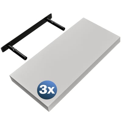 Wandplank Zwevend 3 Stuks Wit MDF 50x23x3,8cm