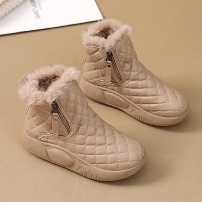 Nieuwe Dames Schoenen Fleece-gevoerd Warm Mode Outdoor Casual Schoenen Rits Plateau Dames Schoenen Vrouwen Laarzen 40 brown