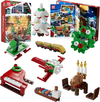 Mould King Kerst adventskalender #2 24-delig 2025 - 2026 aftelkalender bouwset | Incl. mini kerstversiering / decoratie | Creator classic bouwpakket geschikt voor lego | Educatief speelgoed ideas voor volwassenen & kinderen | 725 bouwstenen